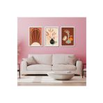 GAAGART 3'lü Ahşap Lamine Çerçeveli Mdf Tablo Çizgisel Vazo ve Çiçek 50 x 70 gartNM2556