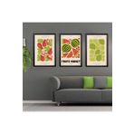 GAAGART 3'lü Ahşap Lamine Çerçeveli Mdf Tablo Fruit Market Karpuz Lime 30 x 40 gartNM2383