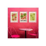 GAAGART 3'lü Ahşap Lamine Çerçeveli Mdf Tablo Fruit Market Karpuz Lime 30 x 40 gartNM2386