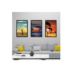 GAAGART 3'lü Ahşap Lamine Çerçeveli Mdf Tablo Gündoğumu ve Gün Batımı 30 x 40 gartNM2396