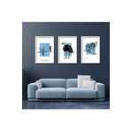 GAAGART 3'lü Ahşap Lamine Çerçeveli Mdf Tablo Martı Mercan ve Deniz 30 x 40 gartNM2102