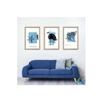 GAAGART 3'lü Ahşap Lamine Çerçeveli Mdf Tablo Martı Mercan ve Deniz 30 x 40 gartNM2104