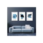 GAAGART 3'lü Ahşap Lamine Çerçeveli Mdf Tablo Martı Mercan ve Deniz 50 x 70 gartNM2100