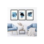 GAAGART 3'lü Ahşap Lamine Çerçeveli Mdf Tablo Martı Mercan ve Deniz 50 x 70 gartNM2106