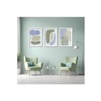 GAAGART 3'lü Ahşap Lamine Çerçeveli Mdf Tablo Pastel Asimetrik Ovaller 50 x 70 gartNM2585