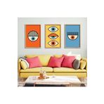GAAGART 3'lü Ahşap Lamine Çerçeveli Mdf Tablo Renkli Soyut Gözler 30 x 40 gartNM2370