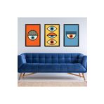 GAAGART 3'lü Ahşap Lamine Çerçeveli Mdf Tablo Renkli Soyut Gözler 30 x 40 gartNM2373