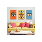 GAAGART 3'lü Ahşap Lamine Çerçeveli Mdf Tablo Renkli Soyut Gözler 50 x 70 gartNM2372