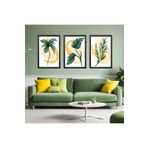 GAAGART 3'lü Ahşap Lamine Çerçeveli Mdf Tablo Sarı Yeşil Soft 30 x 40 gartNM2635