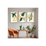 GAAGART 3'lü Ahşap Lamine Çerçeveli Mdf Tablo Sarı Yeşil Soft 30 x 40 gartNM2636