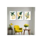 GAAGART 3'lü Ahşap Lamine Çerçeveli Mdf Tablo Sarı Yeşil Soft 40 x 60 gartNM2631