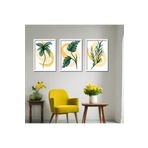 GAAGART 3'lü Ahşap Lamine Çerçeveli Mdf Tablo Sarı Yeşil Soft 50 x 70 gartNM2630