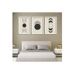GAAGART 3'lü Ahşap Lamine Çerçeveli Mdf Tablo Siyah Beyaz Ay Döngüsü 30 x 40 gartNM2204