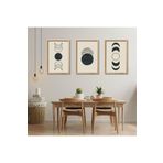 GAAGART 3'lü Ahşap Lamine Çerçeveli Mdf Tablo Siyah Beyaz Ay Döngüsü 40 x 60 gartNM2201