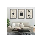 GAAGART 3'lü Ahşap Lamine Çerçeveli Mdf Tablo Siyah Beyaz Ay Döngüsü 40 x 60 gartNM2208