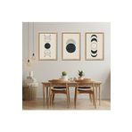 GAAGART 3'lü Ahşap Lamine Çerçeveli Mdf Tablo Siyah Beyaz Ay Döngüsü 50 x 70 gartNM2200