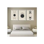 GAAGART 3'lü Ahşap Lamine Çerçeveli Mdf Tablo Siyah Beyaz Ay Döngüsü 50 x 70 gartNM2203