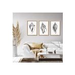 GAAGART 3'lü Ahşap Lamine Çerçeveli Mdf Tablo Siyah Deniz Kabukları 30 x 40 gartNM2487