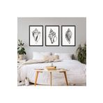 GAAGART 3'lü Ahşap Lamine Çerçeveli Mdf Tablo Siyah Deniz Kabukları 40 x 60 gartNM2481