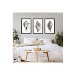 GAAGART 3'lü Ahşap Lamine Çerçeveli Mdf Tablo Siyah Deniz Kabukları 50 x 70 gartNM2480