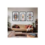 GAAGART 3'lü Ahşap Lamine Çerçeveli Mdf Tablo Siyah ve Renkli Girdap 30 x 40 gartNM2642