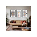 GAAGART 3'lü Ahşap Lamine Çerçeveli Mdf Tablo Siyah ve Renkli Girdap 40 x 60 gartNM2641