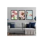 GAAGART 3'lü Ahşap Lamine Çerçeveli Mdf Tablo Soft Pembe Çiçekler 40 x 60 gartNM2560