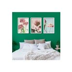 GAAGART 3'lü Ahşap Lamine Çerçeveli Mdf Tablo Soft Pembe Çiçekler 50 x 70 gartNM2568