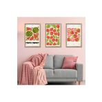 GAAGART 3'lü Ahşap Lamine Çerçeveli Mdf Tablo Soyut Karpuz Kiraz Çilek 40 x 60 gartNM2288