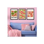 GAAGART 3'lü Ahşap Lamine Çerçeveli Mdf Tablo Soyut Karpuz Kiraz Çilek 50 x 70 gartNM2284
