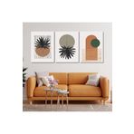 Gaagart 3'Lü Kanvas Duvar Tablosu Modern Çizgisel Yeşil Tasarım, 70 X 100