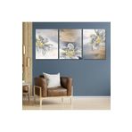 Gaagart 3'Lü Kanvas Duvar Tablosu Modern Gri Sarı Çiçekler, 70 X 100