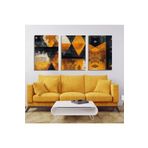 GAAGART 3'lü Kanvas Duvar Tablosu Seti Turuncu Siyah Asimetrik Desen 50 x 70 gartNM1826