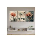Gaagart 3'Lü Kanvas Duvar Tablosu Soft Renkte Gelincik Çiçekleri, 40 X 60