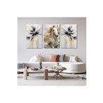 Gaagart 3'Lü Kanvas Salon Duvar Tablosu Menekşe Ve Beyaz At, 60 X 90