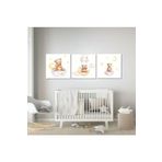 GAAGART 3'lü Kare Kanvas Bebek Odası Soft Sarı Ayıcık ve Bulut Tablosu 50 x 50 gartNM2061