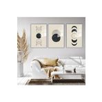 GAAGART 3'lü Metal Çerçeveli Cam Tablo Seti Ay Döngüsü Tasarımı 40 x 60 gartNM1628