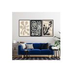 Gaagart 3'Lü Metal Çerçeveli Cam Tablo Seti Krem Siyah Matisse Tasarım, 40 X 60