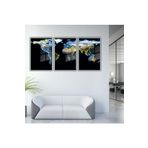 GAAGART 3'lü Metal Çerçeveli Cam Tablo Seti Neon Dünya Haritası 40 x 60 gartNM795