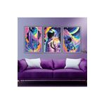 GAAGART 3'lü Metal Çerçeveli Cam Tablo Seti Yapay Zeka Uzay Astronot 30 x 40 gartNM618