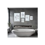 GAAGART 5'li Ahşap Lamine Çerçeveli Mdf Banyo Tablo Seti Deniz Yıldızı 40 x 60 gartNM2798