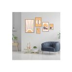 GAAGART 5'li Ahşap Lamine Çerçeveli Mdf Tablo Seti Çizgisel Ay Döngüsü 40 x 60 gartNM2771