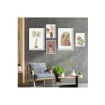 GAAGART 5'li Ahşap Lamine Çerçeveli Mdf Tablo Seti Kadın ve Bitkiler 30 x 40 gartNM2698