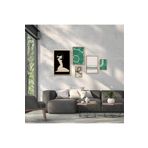 GAAGART 5'li Ahşap Lamine Çerçeveli Mdf Tablo Seti Kadın ve Yeşil Çizgiler 40 x 60 gartNM2762