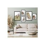 GAAGART 5'li Ahşap Lamine Çerçeveli Mdf Tablo Seti Kahve Teması 30 x 40 gartNM2671