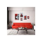 GAAGART 5'li Ahşap Lamine Çerçeveli Mdf Tablo Seti Kırmızı Gri Çiçekler 40 x 60 gartNM2791