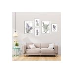 GAAGART 5'li Ahşap Lamine Çerçeveli Mdf Tablo Seti Lila Çizgisel Çiçek 30 x 40 gartNM2684
