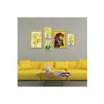 GAAGART 5'li Ahşap Lamine Çerçeveli Mdf Tablo Seti Sarı Çiçek ve Kadın 30 x 40 gartNM2731