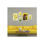 GAAGART 5'li Ahşap Lamine Çerçeveli Mdf Tablo Seti Sarı Çiçek ve Kadın 30 x 40 gartNM2732