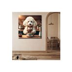 Gaagart Kare Kanvas Kahve Köşesi Cafe Tablosu Barista Beyaz Poodle, 20 X 20